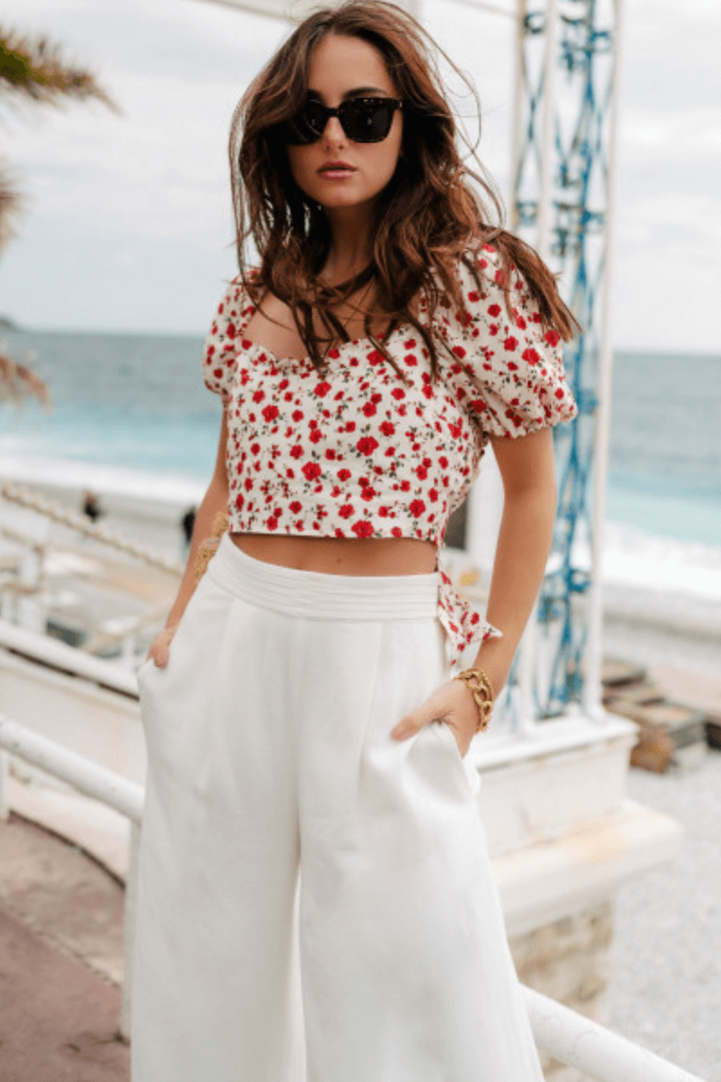 look top imprimé fleurs